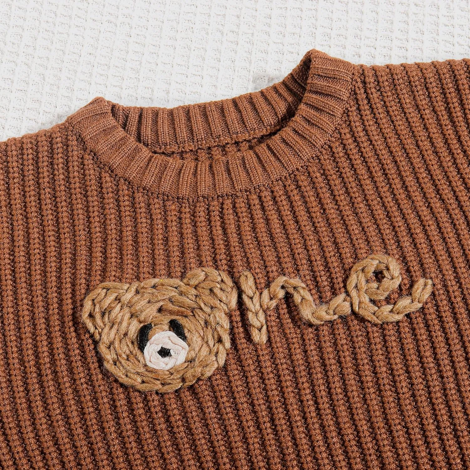 1st First Birthday Outfit Girl Boy One Sweater Embroidery Knit Pullover Fall Winter Clothes with Baby Gift Bag
