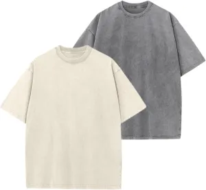 2/3 Pcs Oversized T-Shirts Cotton Washed Vintage Tee Loose Fit Short Sleeve Casual Solid Colors Tshirts for Men Women