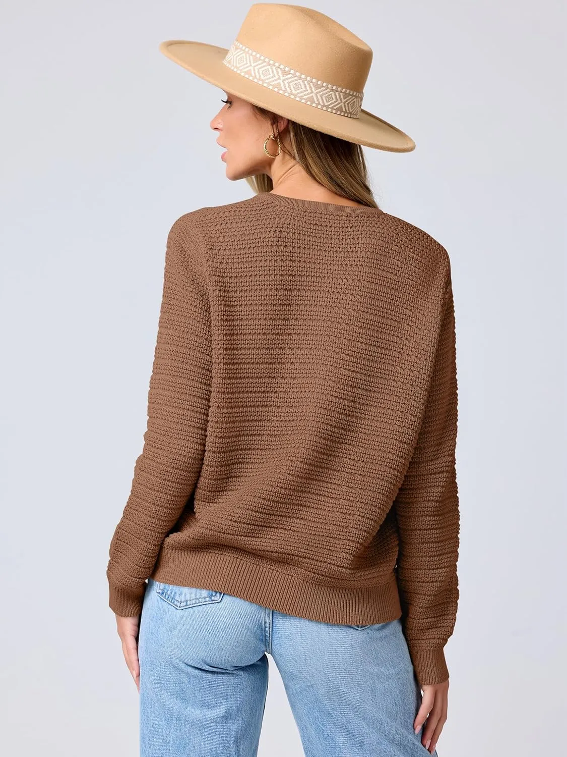 ANRABESS Women's Tweed Knit Cardigan Sweater Casual Long Sleeve Cropped Button Down Lady Jackets 2025 Spring Fashion Outwear