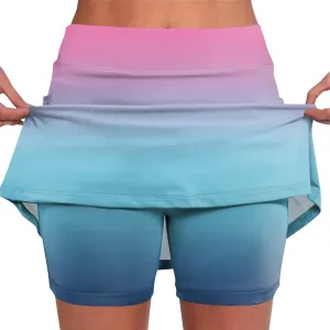 Athletic Skorts for Woman Hight Waist Solid/Gradient Skirts Elastic Tennis Yoga Shorts Tummy Control Skinny Joggers