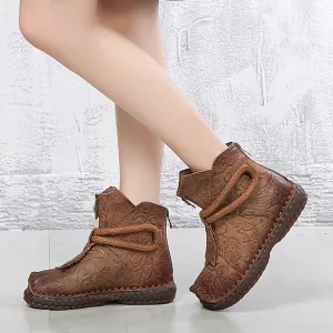 Autumn Winter Soft Bottom Leather Women's Boots