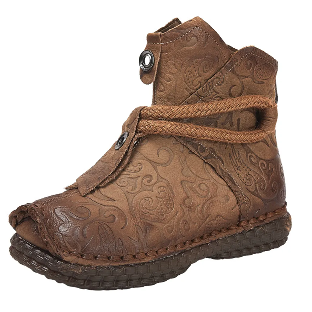 Autumn Winter Soft Bottom Leather Women's Boots