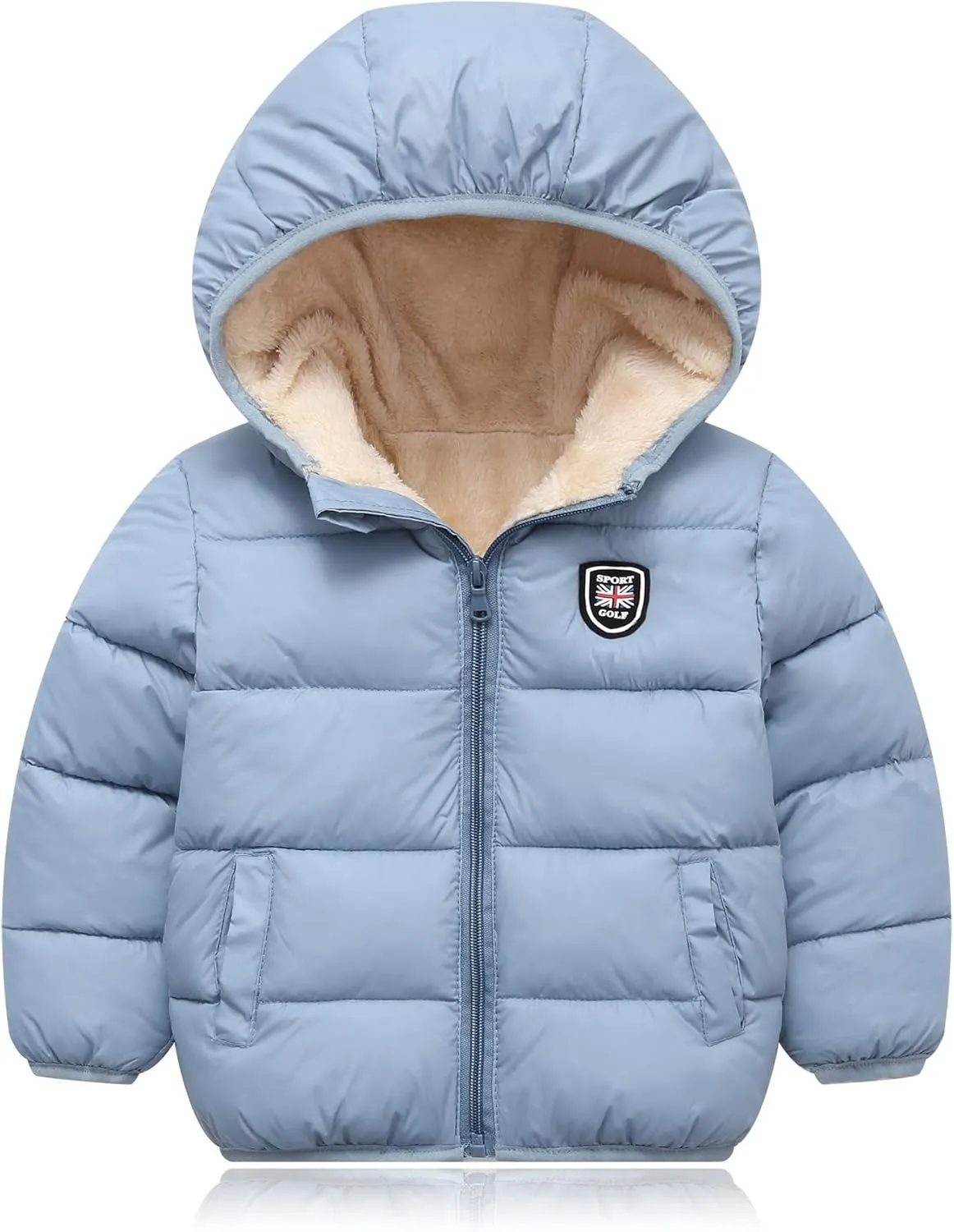 Baby Boys Girls Winter Jacket Fleece Lined Down Cotton Windproof Warm Hooded Puffer Coats