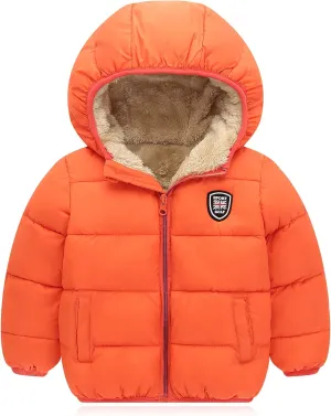 Baby Boys Girls Winter Jacket Fleece Lined Down Cotton Windproof Warm Hooded Puffer Coats