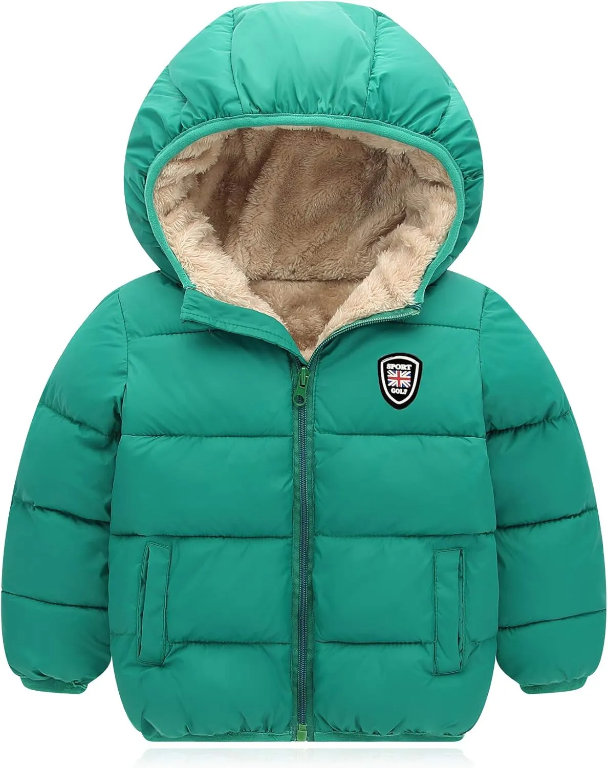 Baby Boys Girls Winter Jacket Fleece Lined Down Cotton Windproof Warm Hooded Puffer Coats