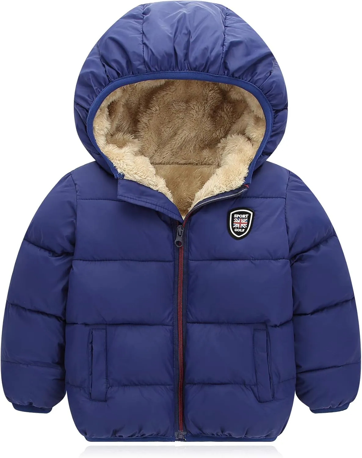 Baby Boys Girls Winter Jacket Fleece Lined Down Cotton Windproof Warm Hooded Puffer Coats