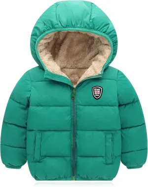 Baby Boys Girls Winter Jacket Fleece Lined Down Cotton Windproof Warm Hooded Puffer Coats