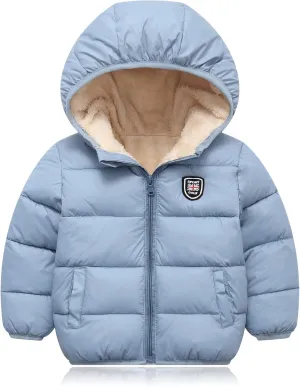 Baby Boys Girls Winter Jacket Fleece Lined Down Cotton Windproof Warm Hooded Puffer Coats