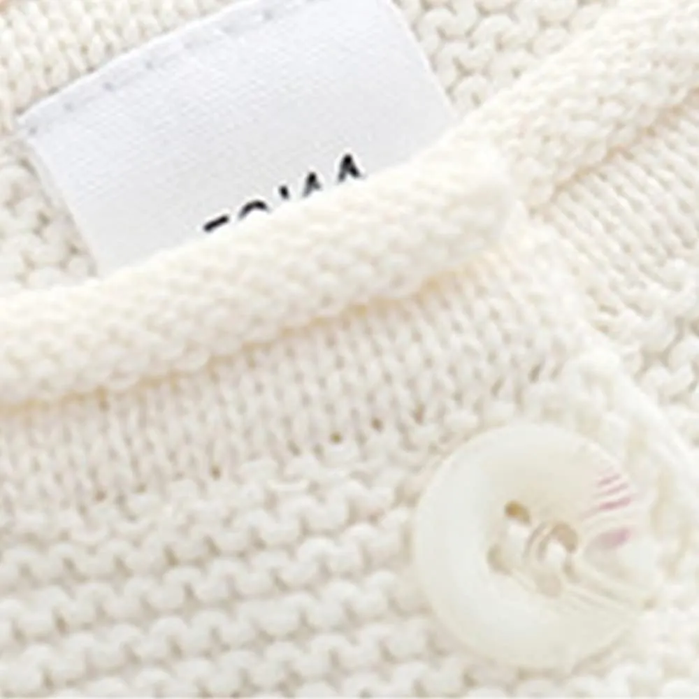 Baby Girls Knitted Cardigan Sweater Crewneck Knit Crochet Button Closure Cardigan Tops Coat Outwear for Toddler
