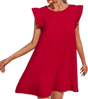 Beach Dresses for Women Plus Size Lounge Ruffles Cap Sleeveless Mini Dress Gift Solid Cruise Outfits for Women 2025