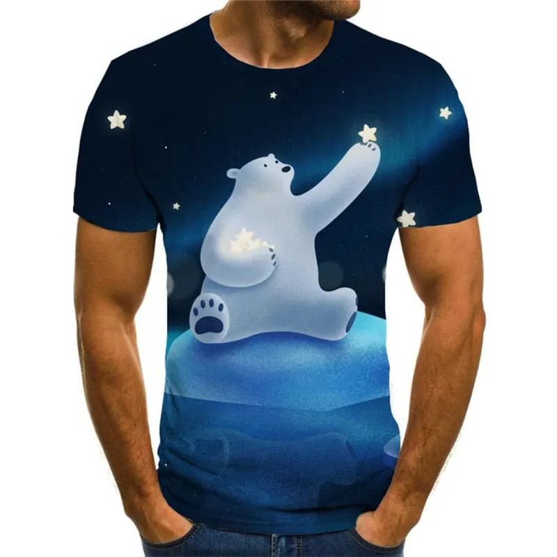 Bear T shirt Men Animal T-shirts 3d Star Tshirts Casual Lovely Funny T shirts