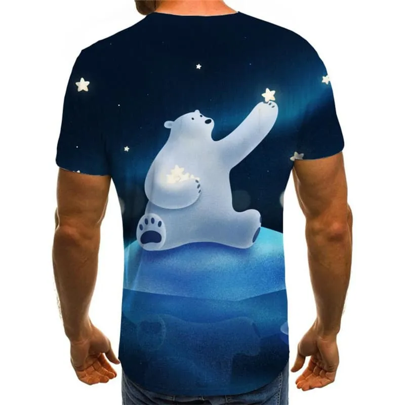 Bear T shirt Men Animal T-shirts 3d Star Tshirts Casual Lovely Funny T shirts