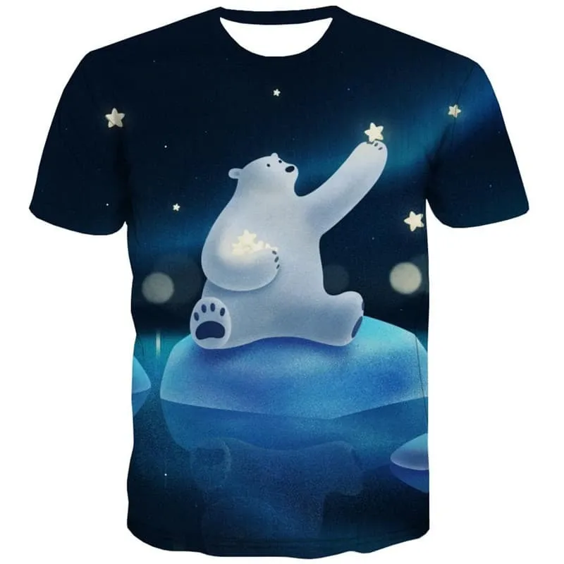 Bear T shirt Men Animal T-shirts 3d Star Tshirts Casual Lovely Funny T shirts