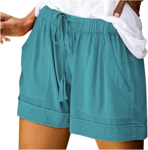 Bermuda Shorts for Women Loose High Waisted Short Pants Wide Leg Linen Knee Length Summer Casual Long Pockets