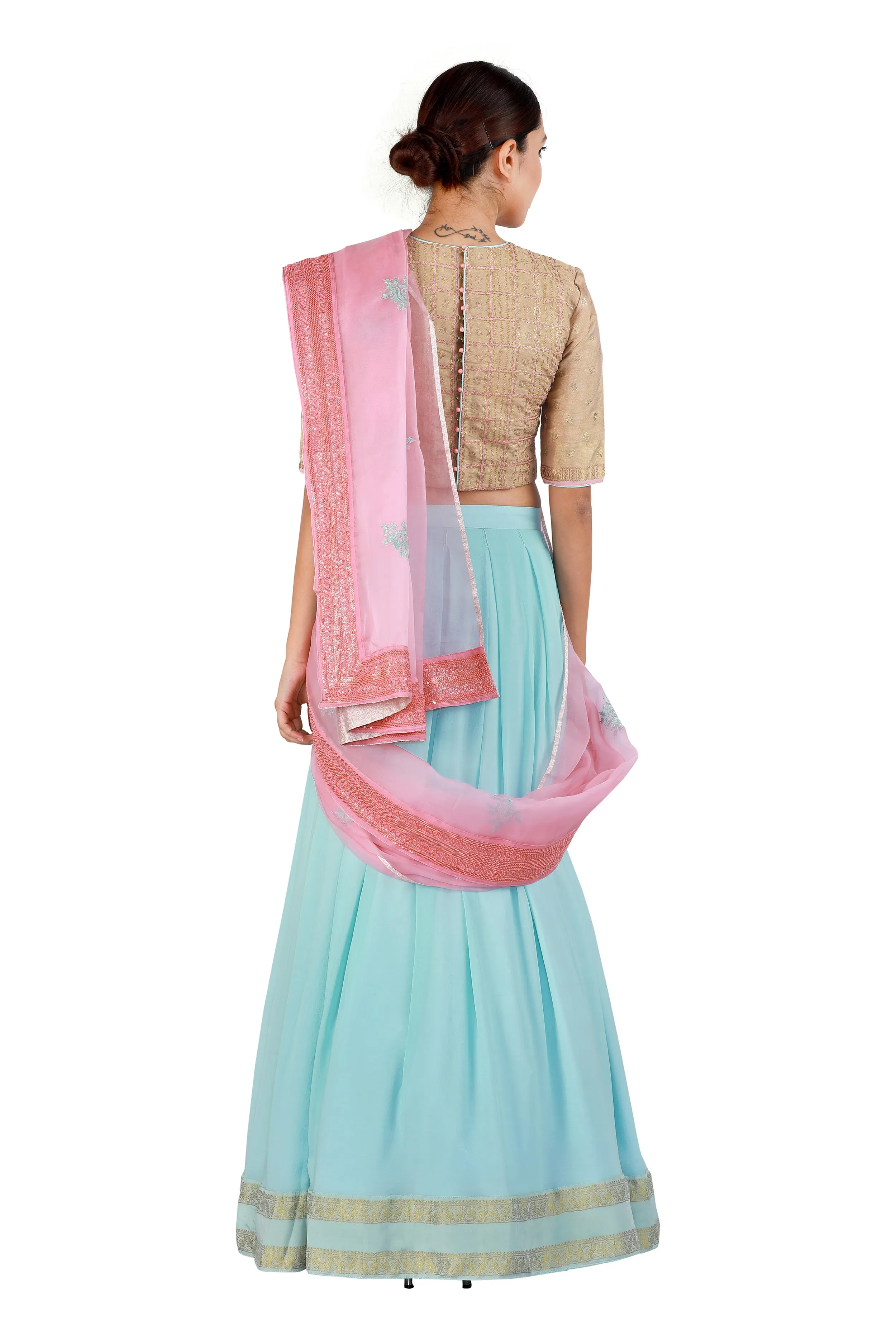 Blue and Gold Lehenga