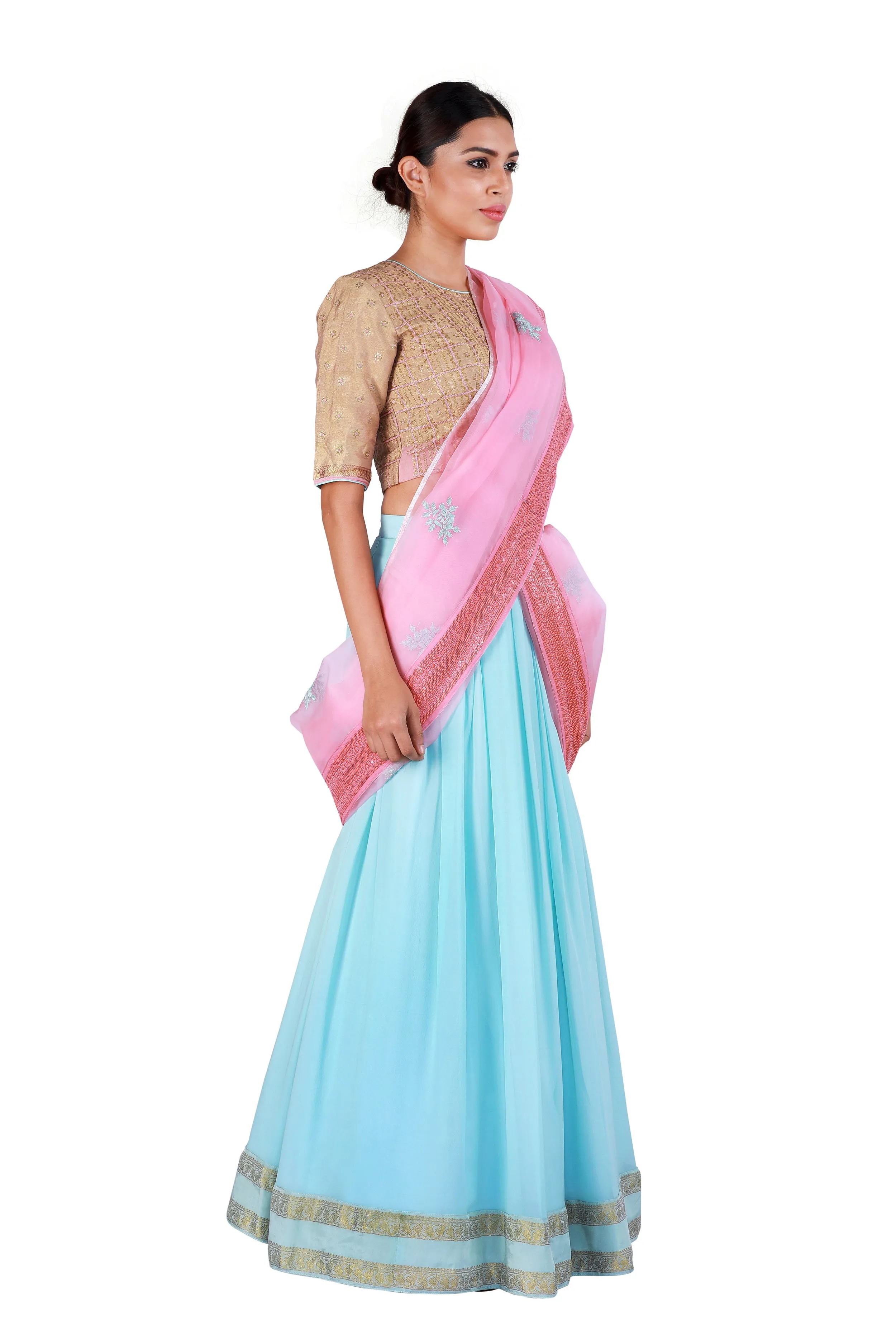Blue and Gold Lehenga