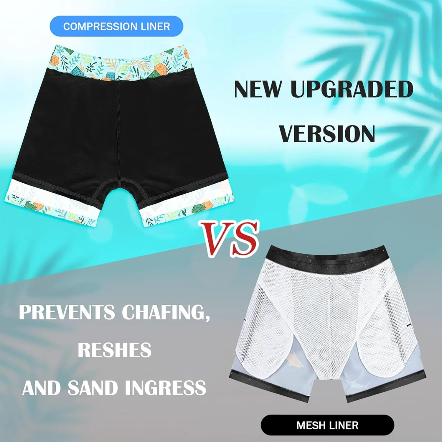 Boys Swim Trunks with Compression Liner Boys Stretch Swim Shorts Quick Dry 2 in 1 Beach Shorts 4-17 Y