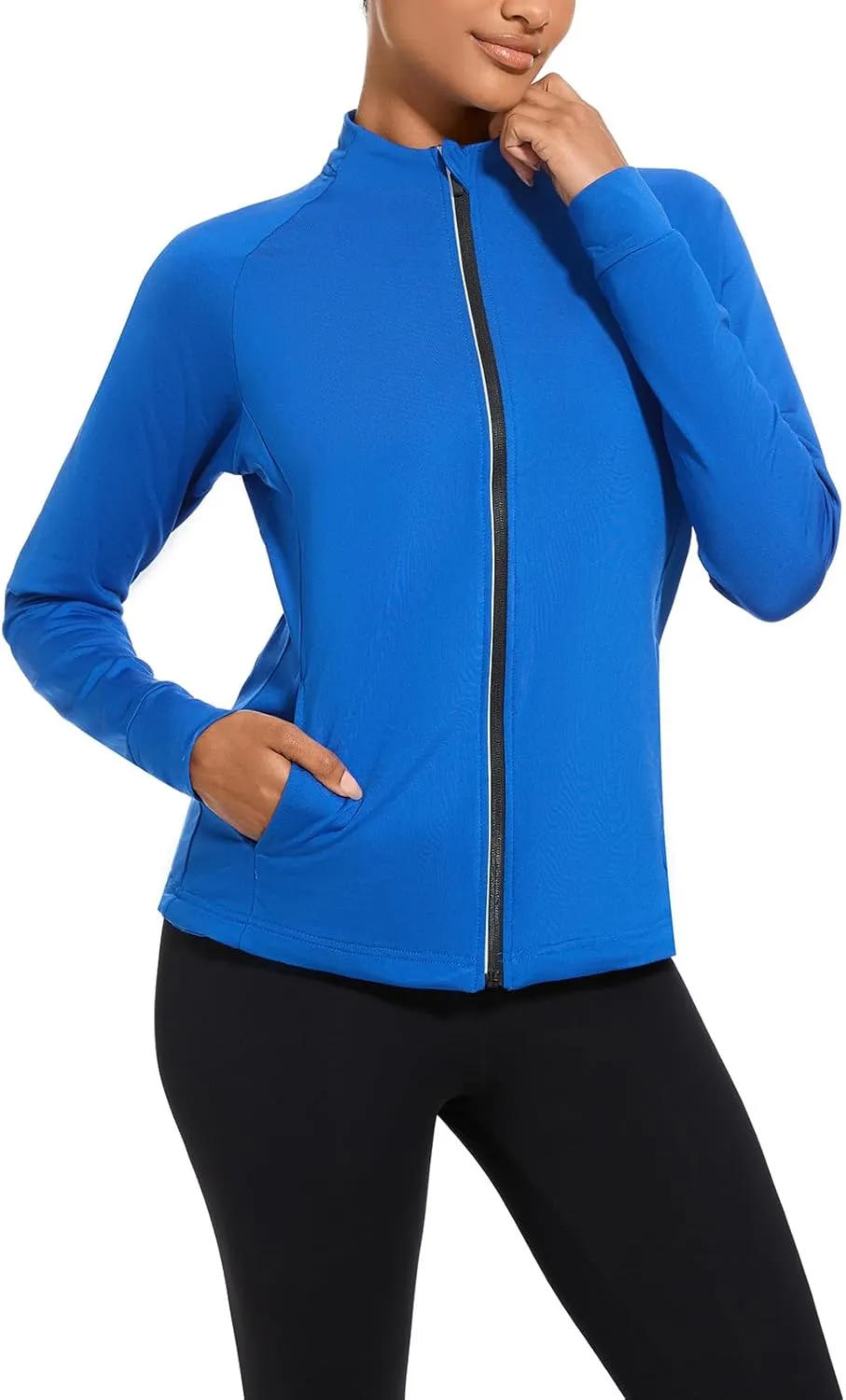 bpbtti Women's Polar Fleece Zip Up Workout Jackets with Pockets Slim Fit Cottony Soft Jacket for Running Athletic Yoga