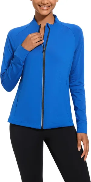 bpbtti Women's Polar Fleece Zip Up Workout Jackets with Pockets Slim Fit Cottony Soft Jacket for Running Athletic Yoga