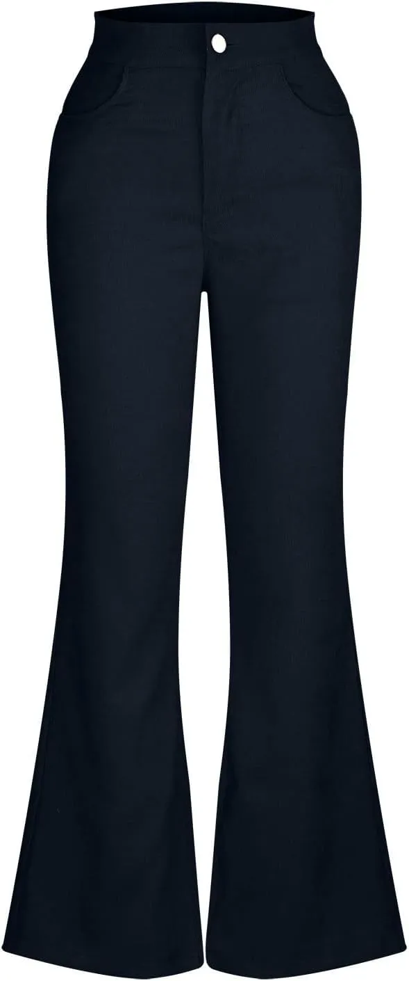Business Casual Pants for Women Trendy Elastic High Waist Flare Pant Elegant Sexy Solid Slim Fit Trousers with Pocket
