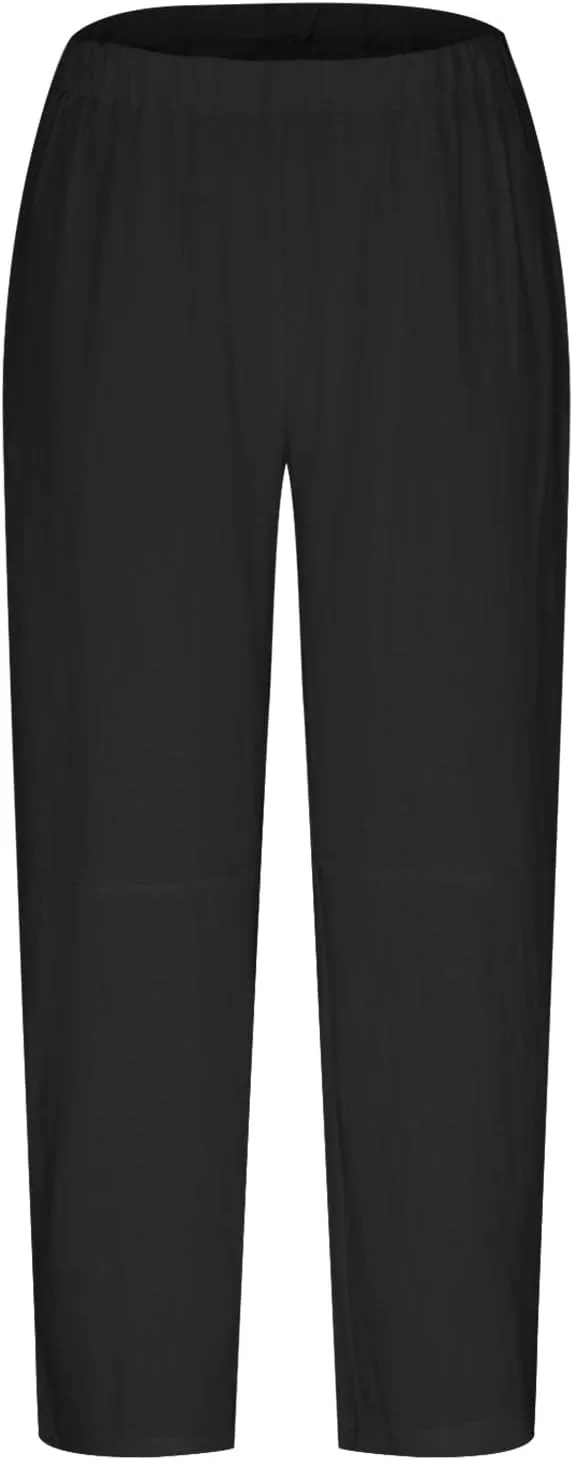 BZGTZT Plus Size Linen Pants for Women Summer Straight Wide Leg Pants Elastic High Waist Trousers Casual Comfy Palazzo Pants