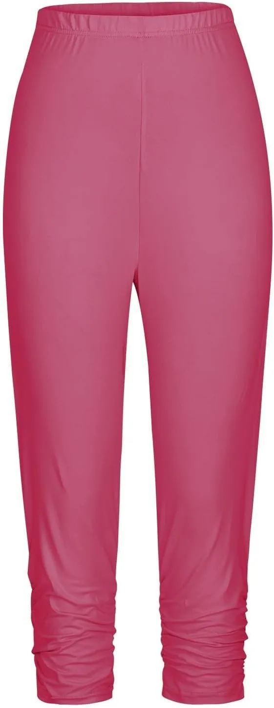 Capri Leggings for Women Tummy Control Knee Length Cropped Pants Casual Solid Cutout Yoga Short Solid Lounge Pajams