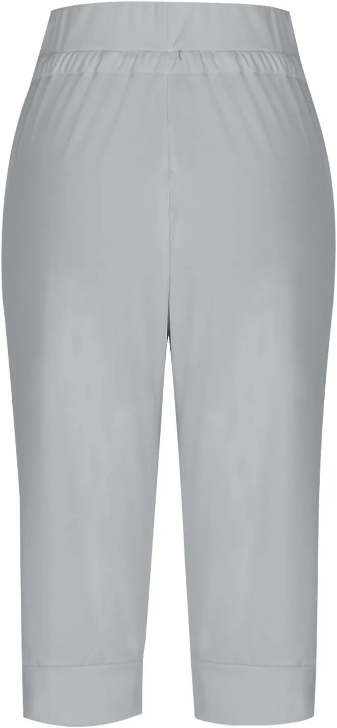 Capri Pants for Women Stretch High Waisted Yoga Pants Casual Summer Drawstring Capris Cropped Trousers with Pockets