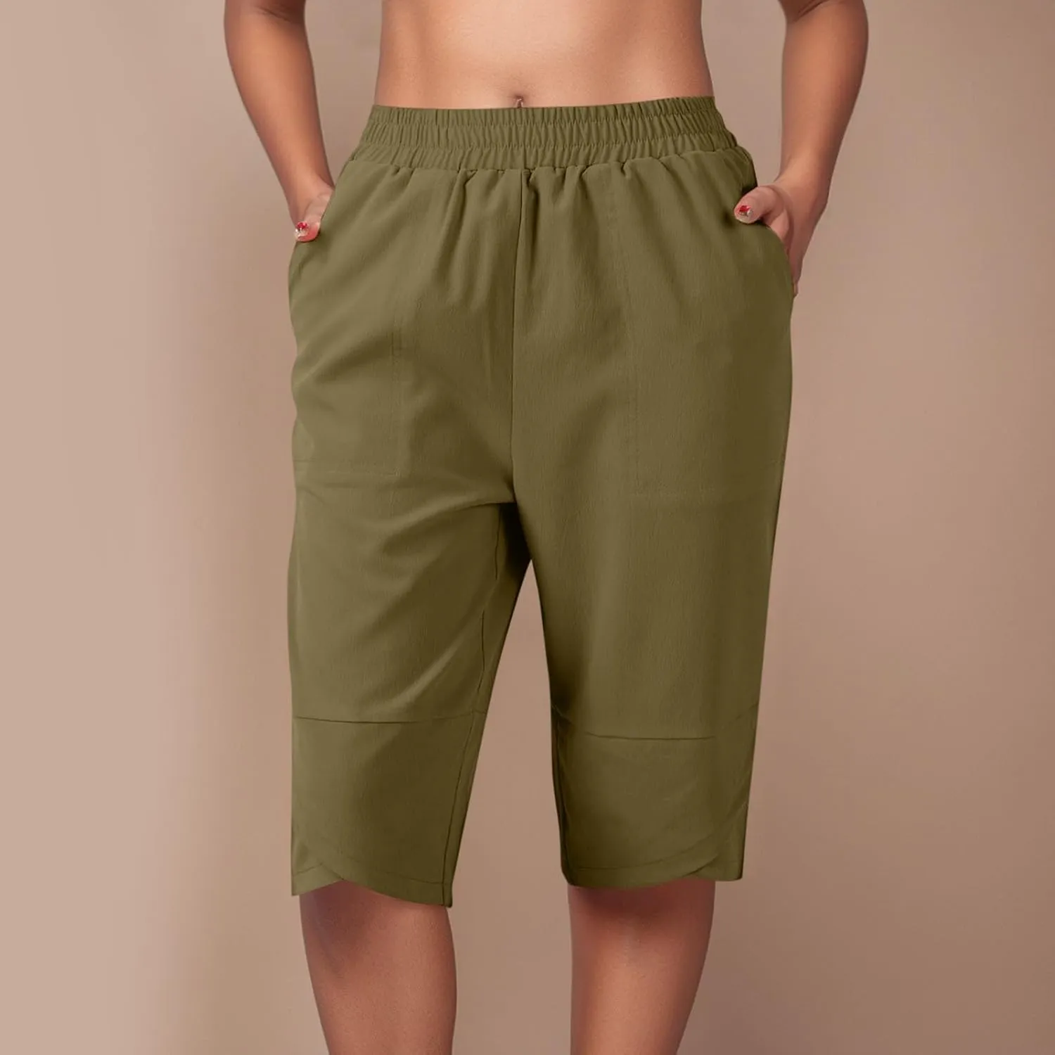 Capris Pants for Women Casual Summer 2025 Cotton Linen Straight Leg Drawstring Beach Cropped Trouser with Pockets