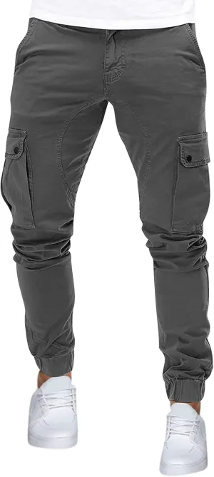 Cargo Sweatpants for Men Multi Pockets Skinny-Fit Slacks Tapered Loose Trousers Outdoor Fashion Slim Sport Pants