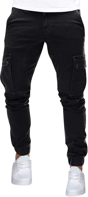 Cargo Sweatpants for Men Multi Pockets Skinny-Fit Slacks Tapered Loose Trousers Outdoor Fashion Slim Sport Pants