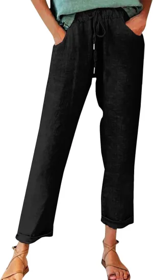 Casual Linen Pants for Women Summer Wide Leg Linen Pants for Women Casual Womens Pants Tall