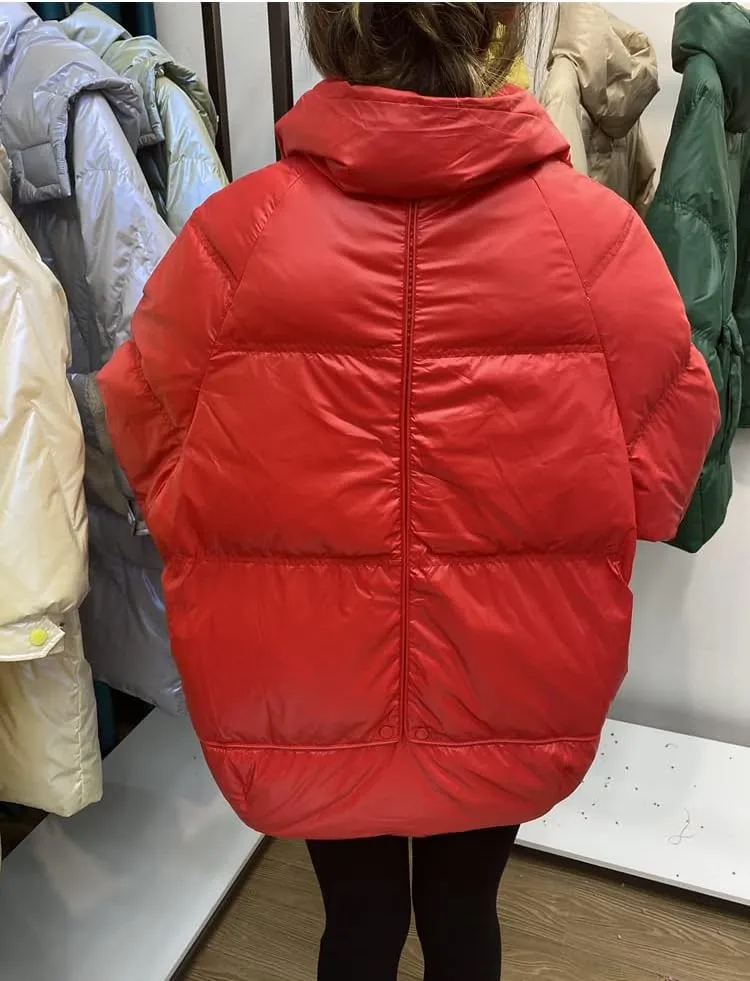 Casual Women Winter Down Jacket With Pockets Long Sleeve Cotton-Padded Coat Female Thick Loose Warm Parkas
