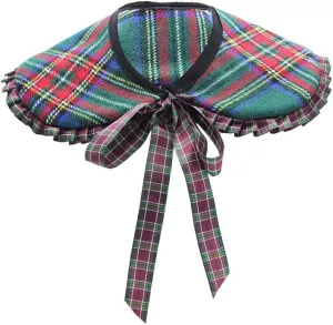 Checked Cloak Lapel Fake Collar Scotch Plaids Fake Collar Mini Cape Detachable Faux Collar