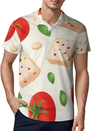 Cheese and Tomato Men's Polo Shirt Short Sleeve Casual Athletic Quick Dry Golf T-Shirts