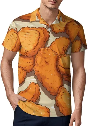 Chicken Nuggets Food Men's Polo Shirt Short Sleeve Casual Athletic Quick Dry Golf T-Shirts