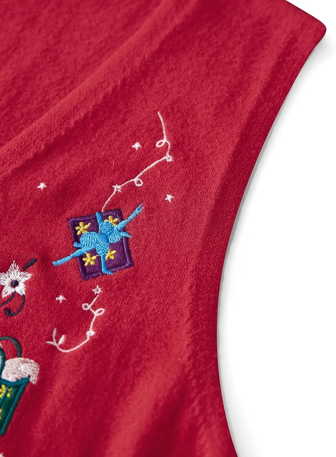 Christmas Vest for Women Reindeer Santa Snowman Embroidery Sweater Sleeveless Ugly Xmas Knit Tank Top
