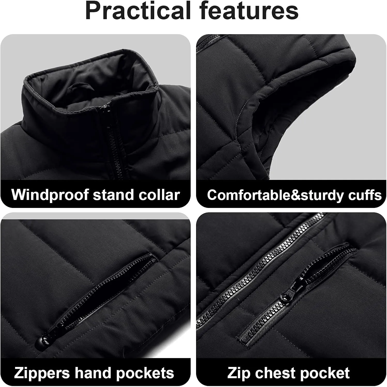 Chrisuno Women's Puffer Vest Casual Stand Collar Quilted Waistcoat Outdoor Padded Ski Vest