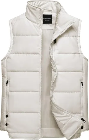Chrisuno Women's Puffer Vest Casual Stand Collar Quilted Waistcoat Outdoor Padded Ski Vest