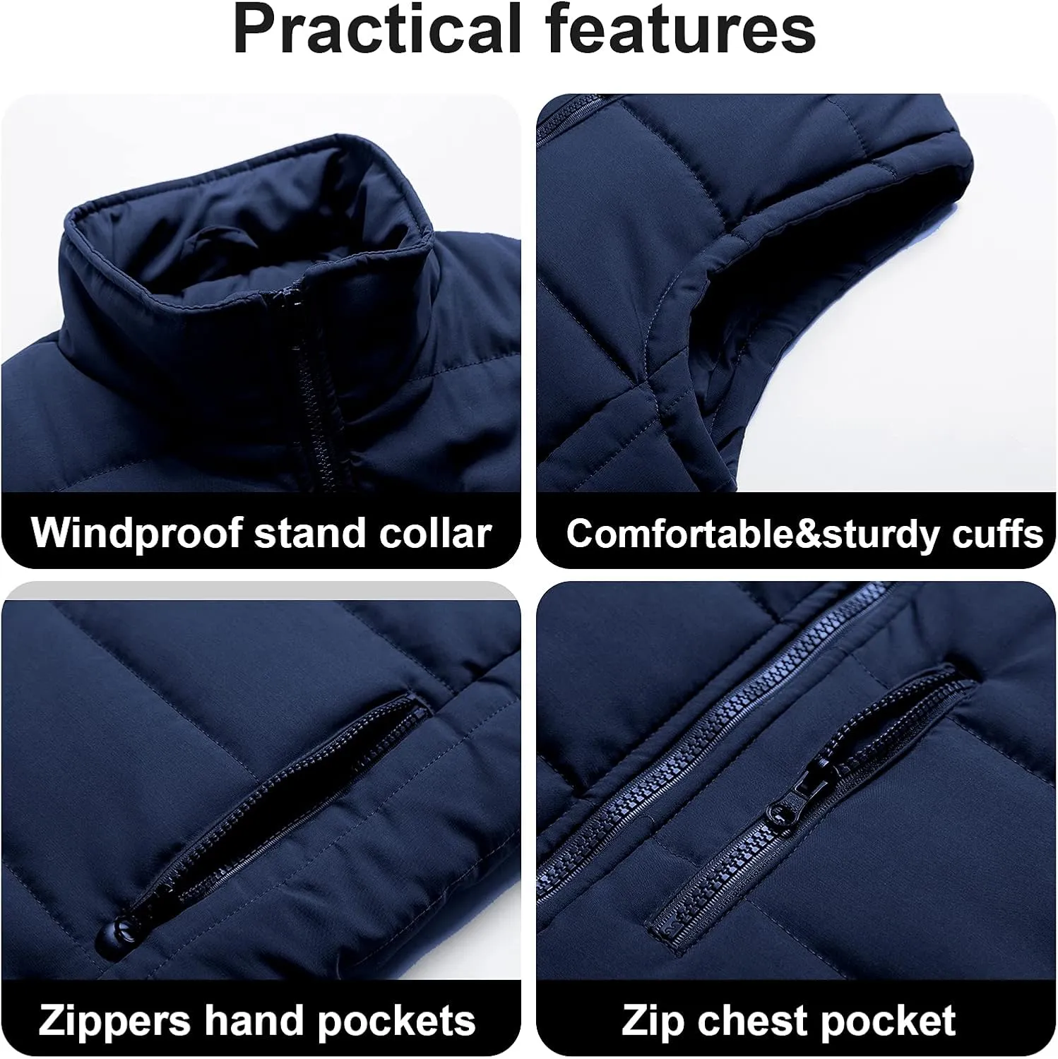 Chrisuno Women's Puffer Vest Casual Stand Collar Quilted Waistcoat Outdoor Padded Ski Vest