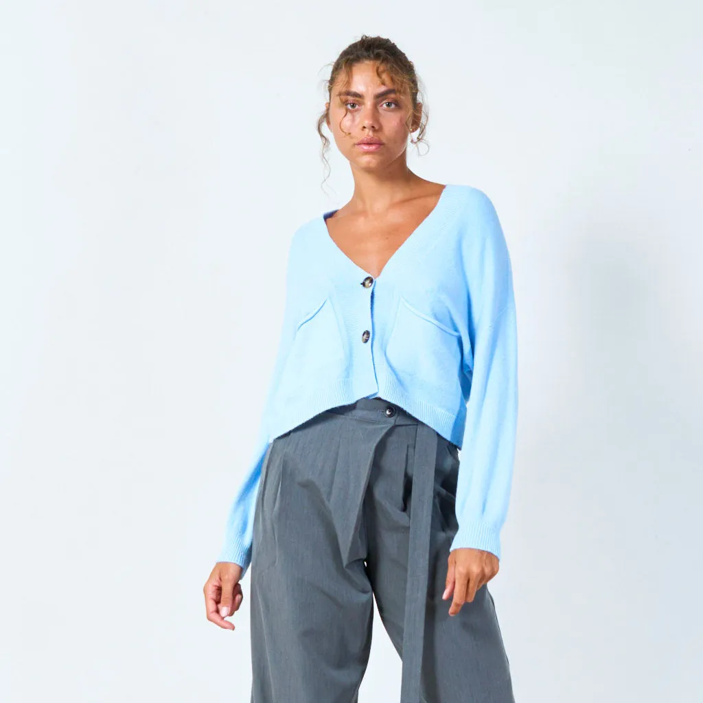 Classic button-up cardigan with pockets wholesale