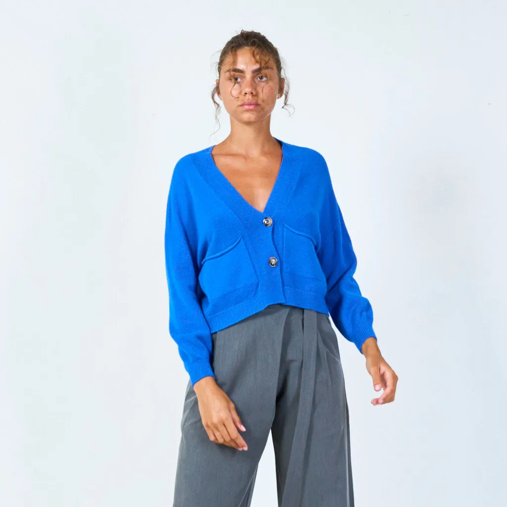 Classic button-up cardigan with pockets wholesale