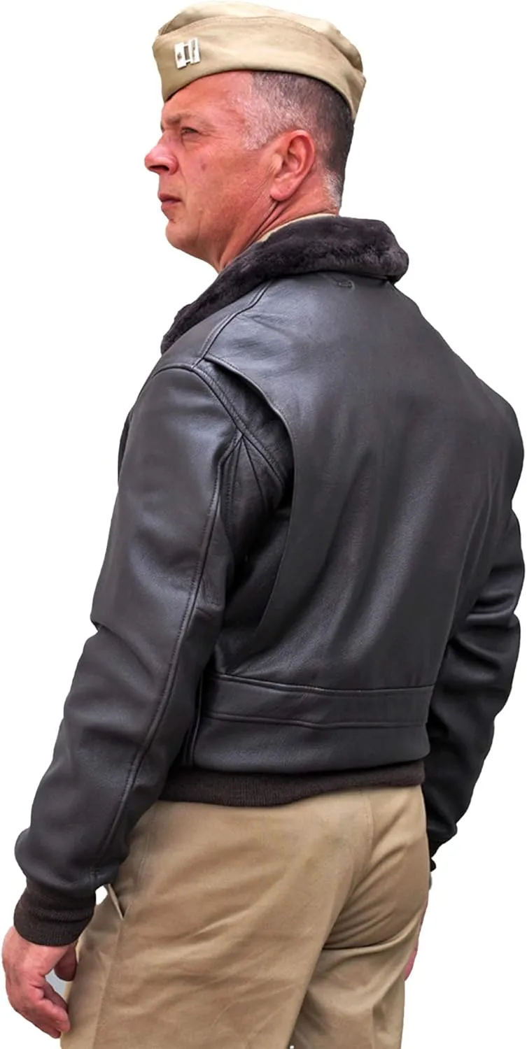 Classic G1 Bomber Jacket US Navy Leather Flight Jacket WWII Hellcat Aviator Coat