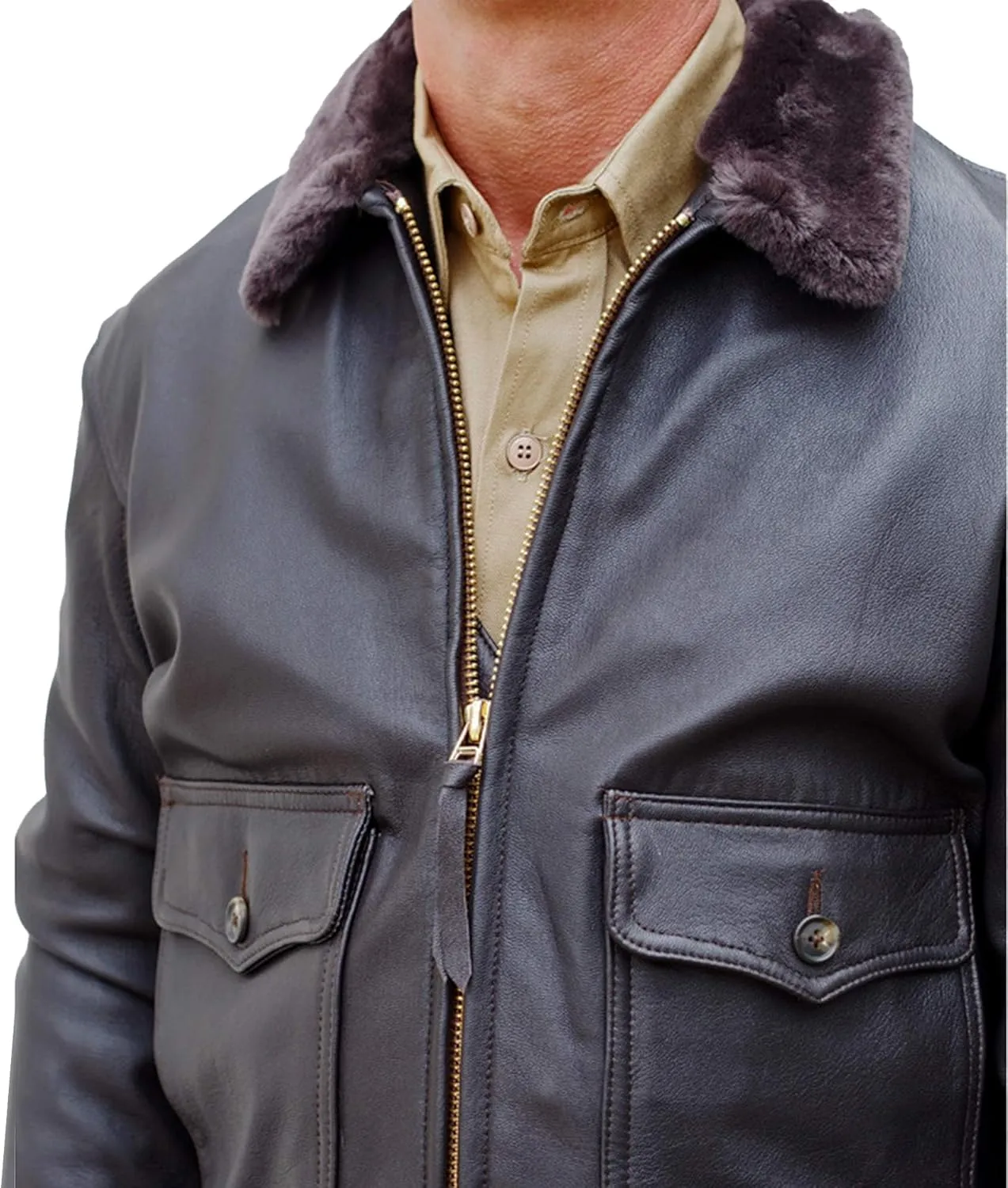 Classic G1 Bomber Jacket US Navy Leather Flight Jacket WWII Hellcat Aviator Coat