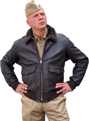 Classic G1 Bomber Jacket US Navy Leather Flight Jacket WWII Hellcat Aviator Coat