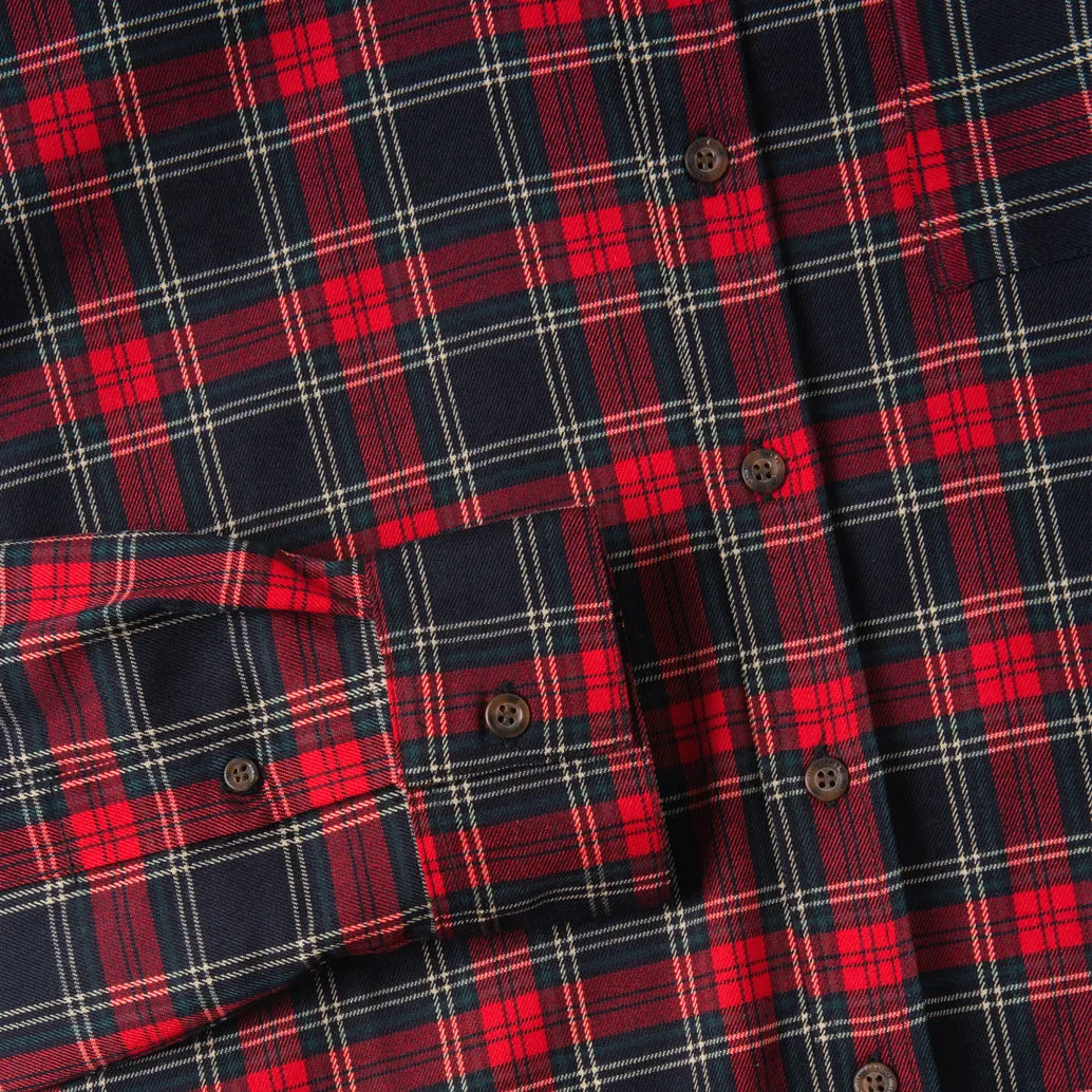 College Days Long Sleeve Plaid Shirt - Navy Red