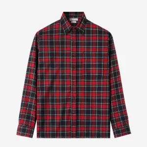 College Days Long Sleeve Plaid Shirt - Navy Red