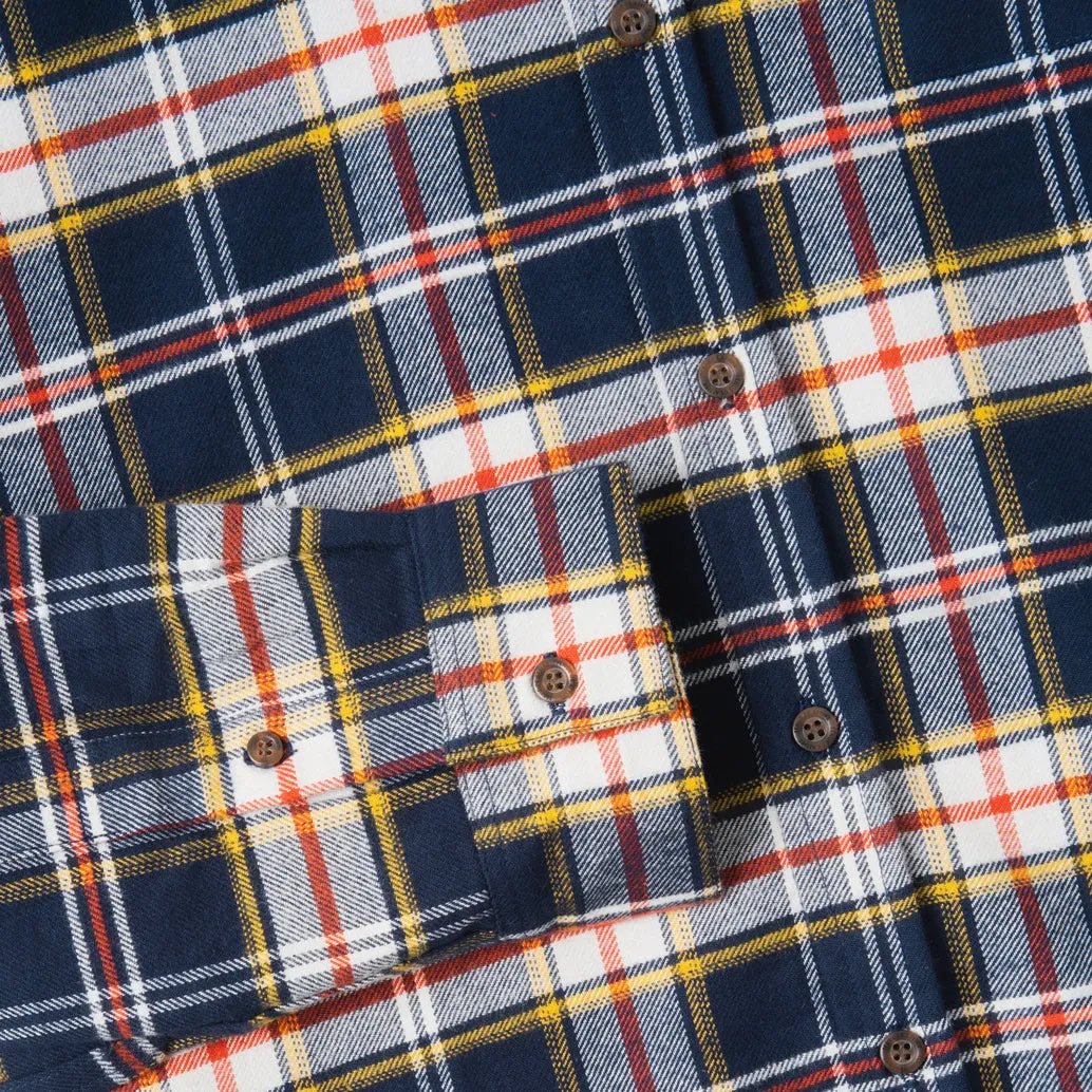 College Days Long Sleeve Plaid Shirt - Navy Yellow