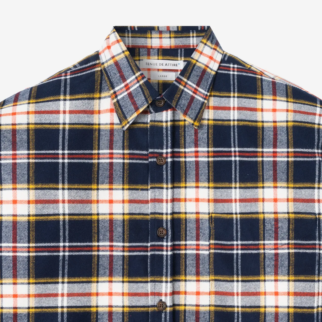 College Days Long Sleeve Plaid Shirt - Navy Yellow