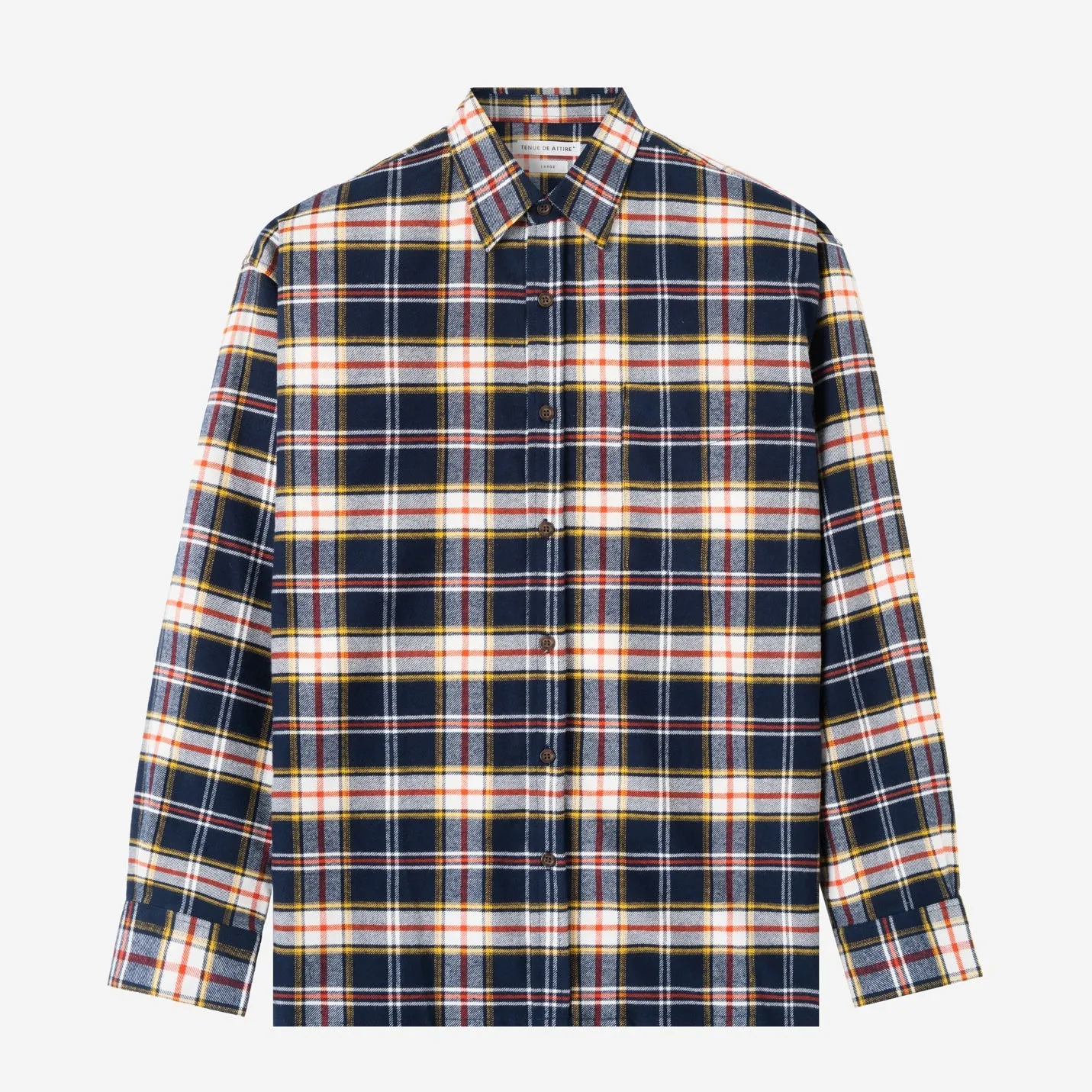 College Days Long Sleeve Plaid Shirt - Navy Yellow