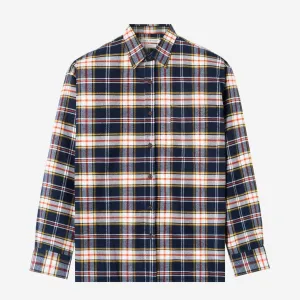 College Days Long Sleeve Plaid Shirt - Navy Yellow
